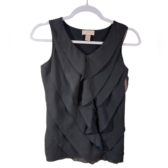 Loft Ladies Sleeveless Ruffle Front Top - Picture 1 of 5